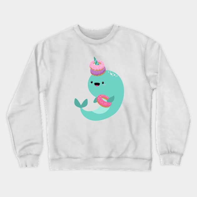 Donut Narwhal Crewneck Sweatshirt by FunUsualSuspects